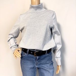NWT Talbots Perfect Silver Metallic Turtleneck Wm size M - Buttons on Sleeves
